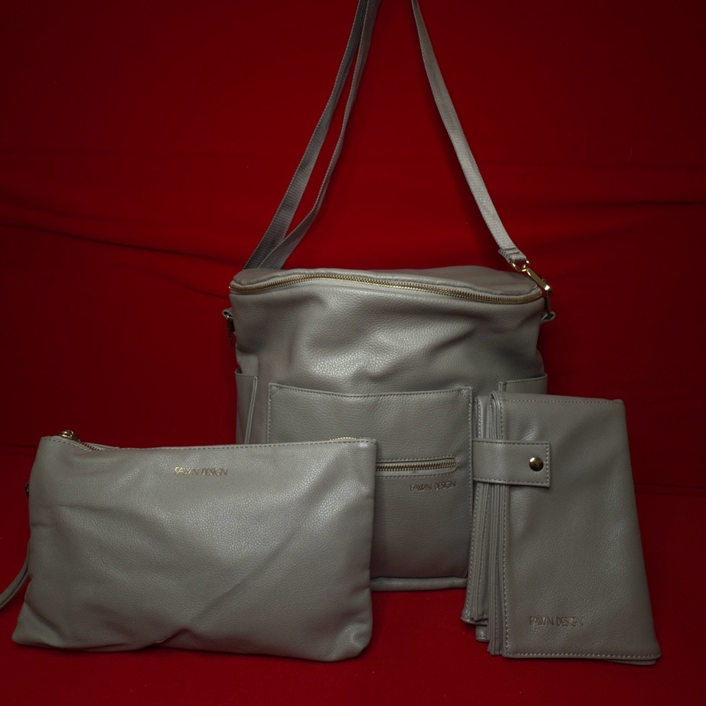 Fawn Design The Original Diaper Bag Vegan Leather Convertible w/clutch bag & mat